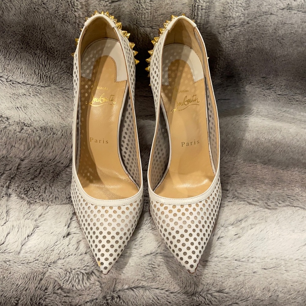 Christian Louboutin White Guni gold stud